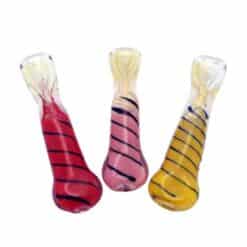 Chillum 3″ Frit Glass Pipes 3 colors red, pink and yellow.