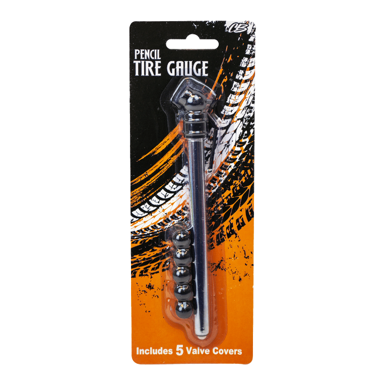 Pencil Tire Gauge with 5 Valve Caps CStore Wholesale CB Distributors