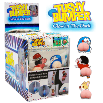 Tushy Bumper Safeguard Device 4CT Card. Stick to items to keep from getting scratched or damaged. Also glow in the dark.