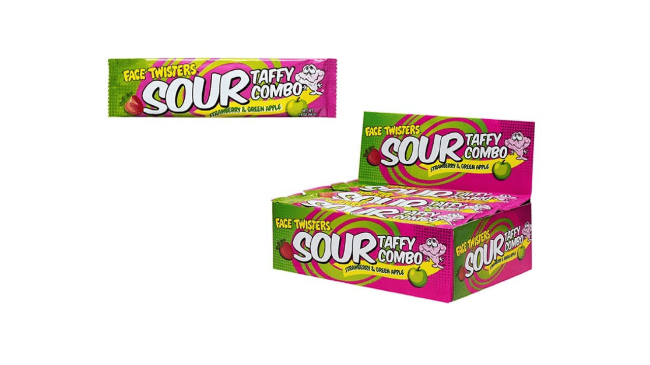 Face Twister Sour Taffy - Strawberry & Green Apple - CB Distributors