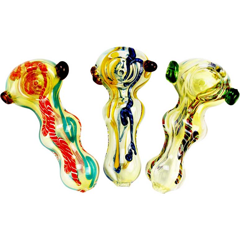Glass Pipes 3 Fuming Lines with Dots- Wholesale - CB Distributors