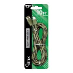 CBTEK TYPE-C 10FT CAMO NYLON $12.99 CABLES 5/DSP 20/CS