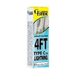 CBTEK Premium 4 foot Type C to MFI certified Lightning charging cable in solid white color.