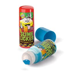 Toxic Waste Slime Licker 2.0 Candy showing one Blue Razz bottle and one Strawberry bottle flavor.