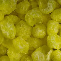 Lemon Puffs Freeze Dried Candy closeup of a cluster of pieces