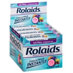 Rolaids Ultra Strength antacid chewable tablets10 count rolls in a Shelf Pack of 12 rolls/display.