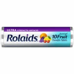 Rolaids Ultra Strength antacid chewable tablets10 count roll front view.