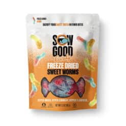 Sweet Worms Freeze Dried candy 1.5oz bags. Front shown.