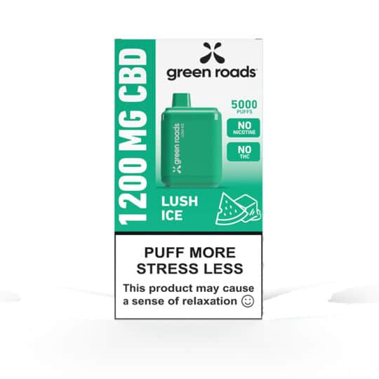 Green Roads Lush Ice 1200MG CBD Vape box front.