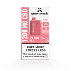 Green Roads Peach Ice 1200MG CBD Vape box front.