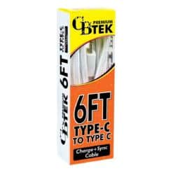 CBTEK Premium 6 foot Type C to Type C charging cable in solid white color.