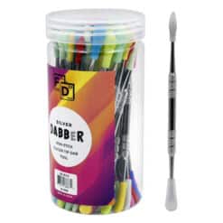 Dabber 5" Silver colored Silicone Tips have a metal finish with assorted color tips.