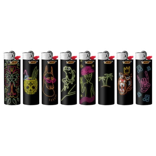 BIC Neon series Lighter in 8 different designs. 