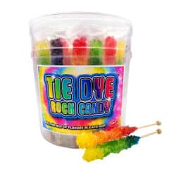 Tie Dye Rock Candy on a Stick in display Jar with 36 eaches.