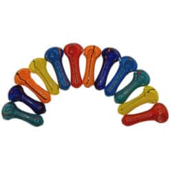 GLASS PIPES 2.5" HEAVY ASSORTED solid bright colors. 12/display.