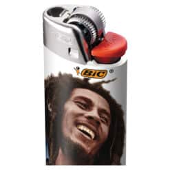 One Bob Marley BIC Lighter closeup of top half.