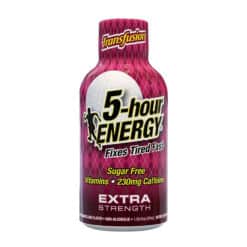 5 hour Energy Extra Strength liquid shot bottle in new Transfusion flavor.