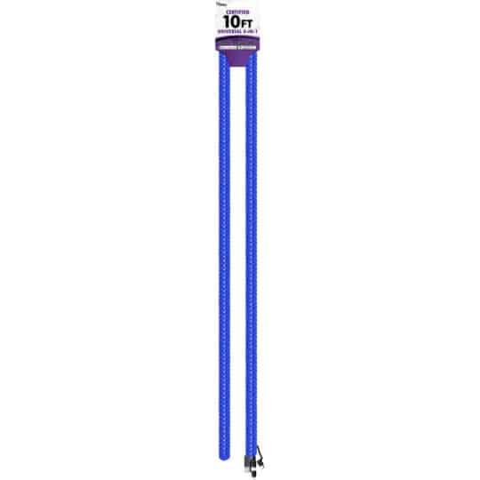 CBTEK 3 in 1 10ft Nylon Hanging Cable shown in royal blue color.